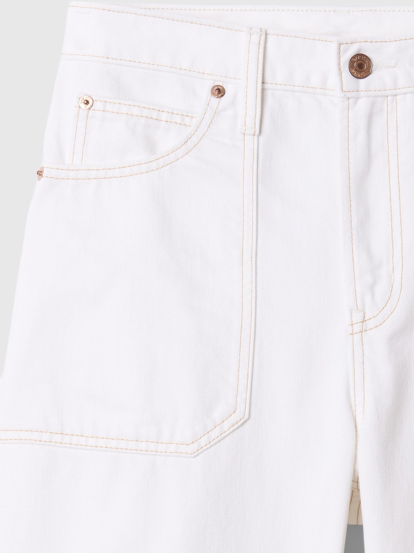 Beyaz High Rise Barrel Carpenter Jean Pantolon
