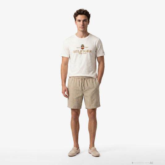 Tommy Hilfiger Seasonal Quality Erkek Bej Keten Şort