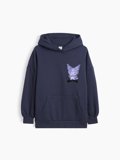 Lacivert Vintagesoft Oversized Kuromi Baskılı Sweatshirt