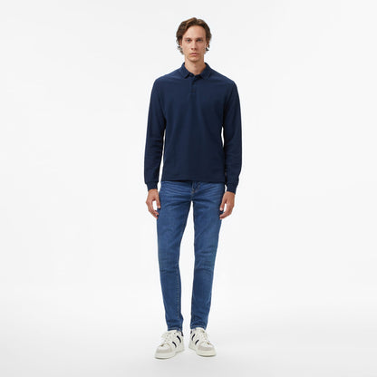 Nautica Erkek Lacivert Classic Fit Uzun Kollu Polo Yaka T-shirt