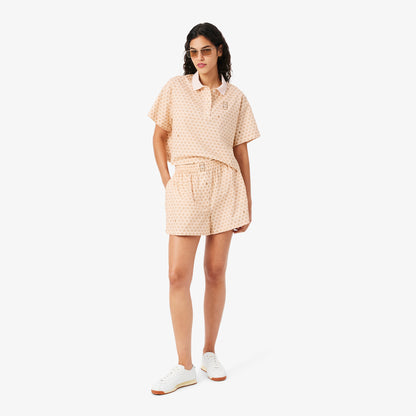 Lacoste Kadın Oversize Fit Desenli Pembe Şort