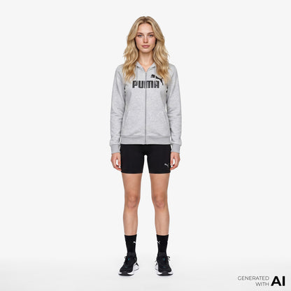 Puma Essentials Logo Full Zip Kadın Gri Sweatshirt