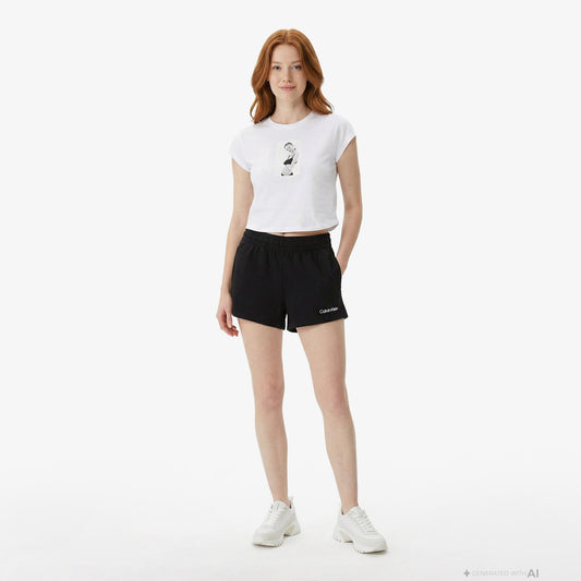 Calvin Klein French Terry Kadın Siyah Şort