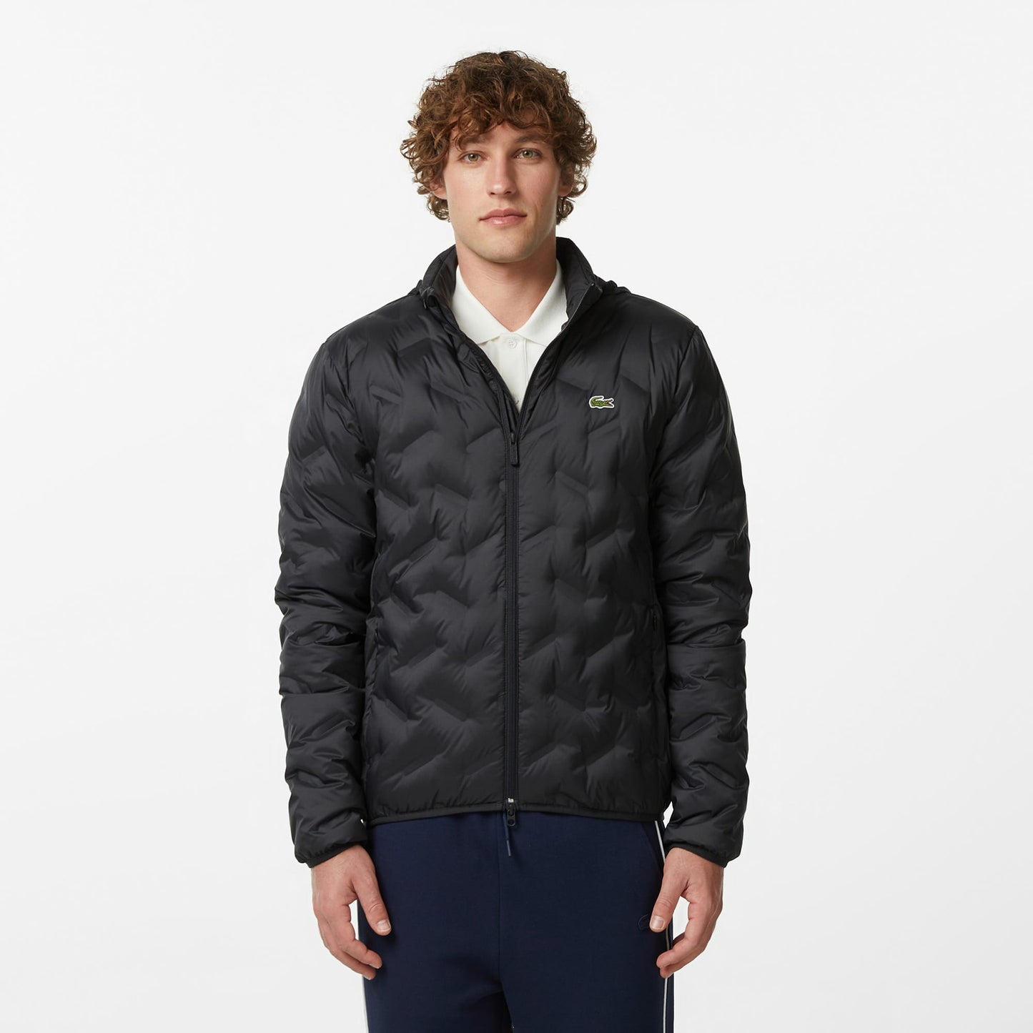 Lacoste Erkek Regular Fit Dik Yaka Kapitone Siyah Mont