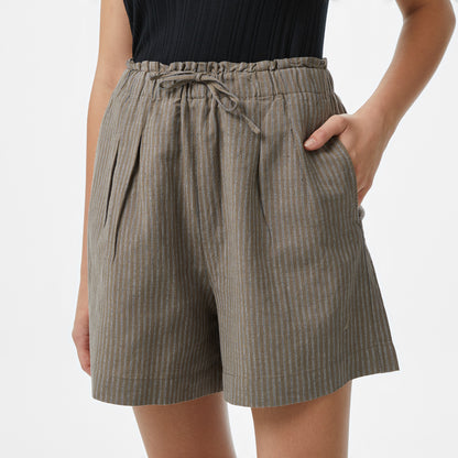 Nautica Relaxed Fit Çizgili Kadın Kahverengi Şort