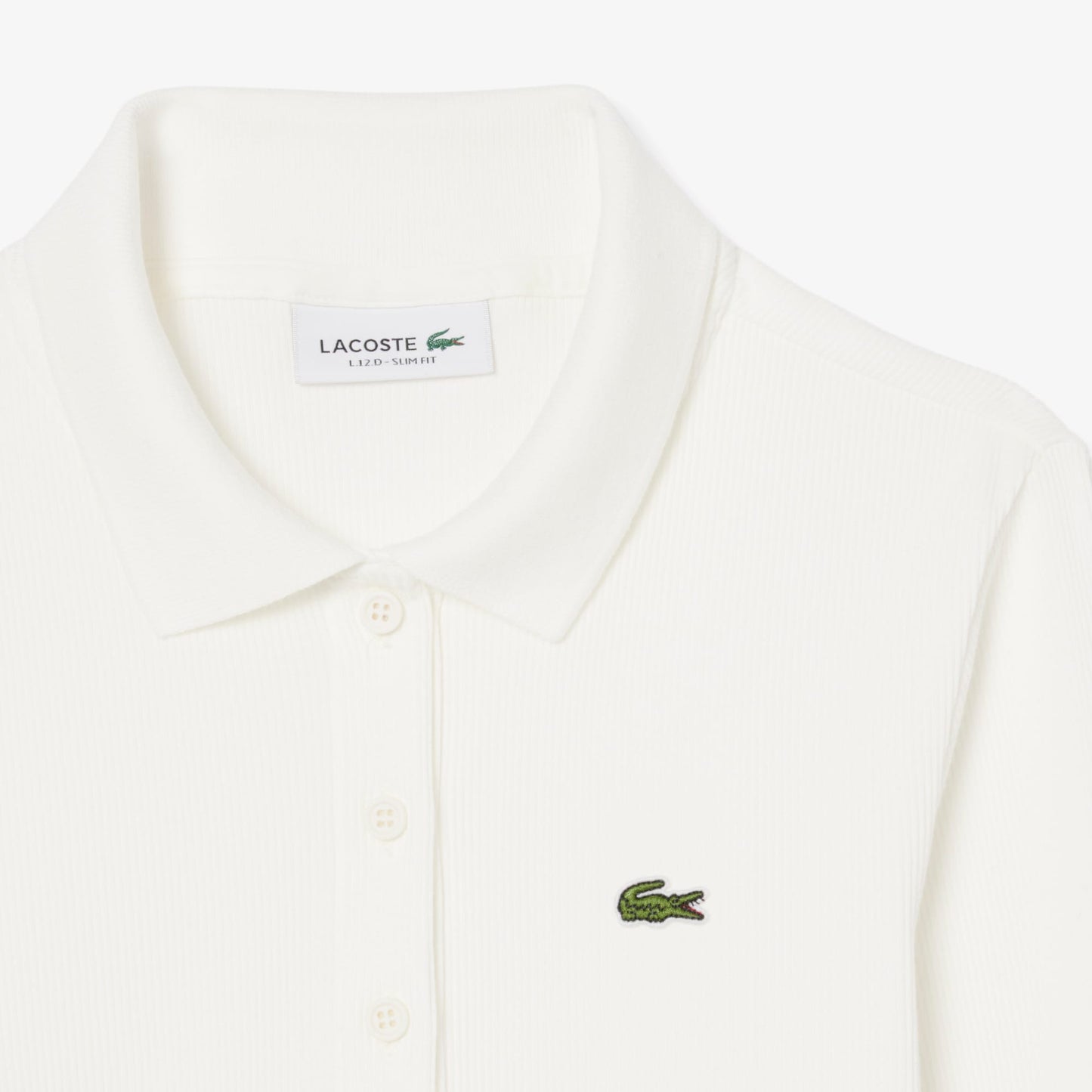 Lacoste L.12.d Kadın Slim Fit Uzun Kollu Organik Pamuk Beyaz Polo