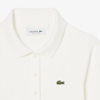 Lacoste L.12.d Kadın Slim Fit Uzun Kollu Organik Pamuk Beyaz Polo