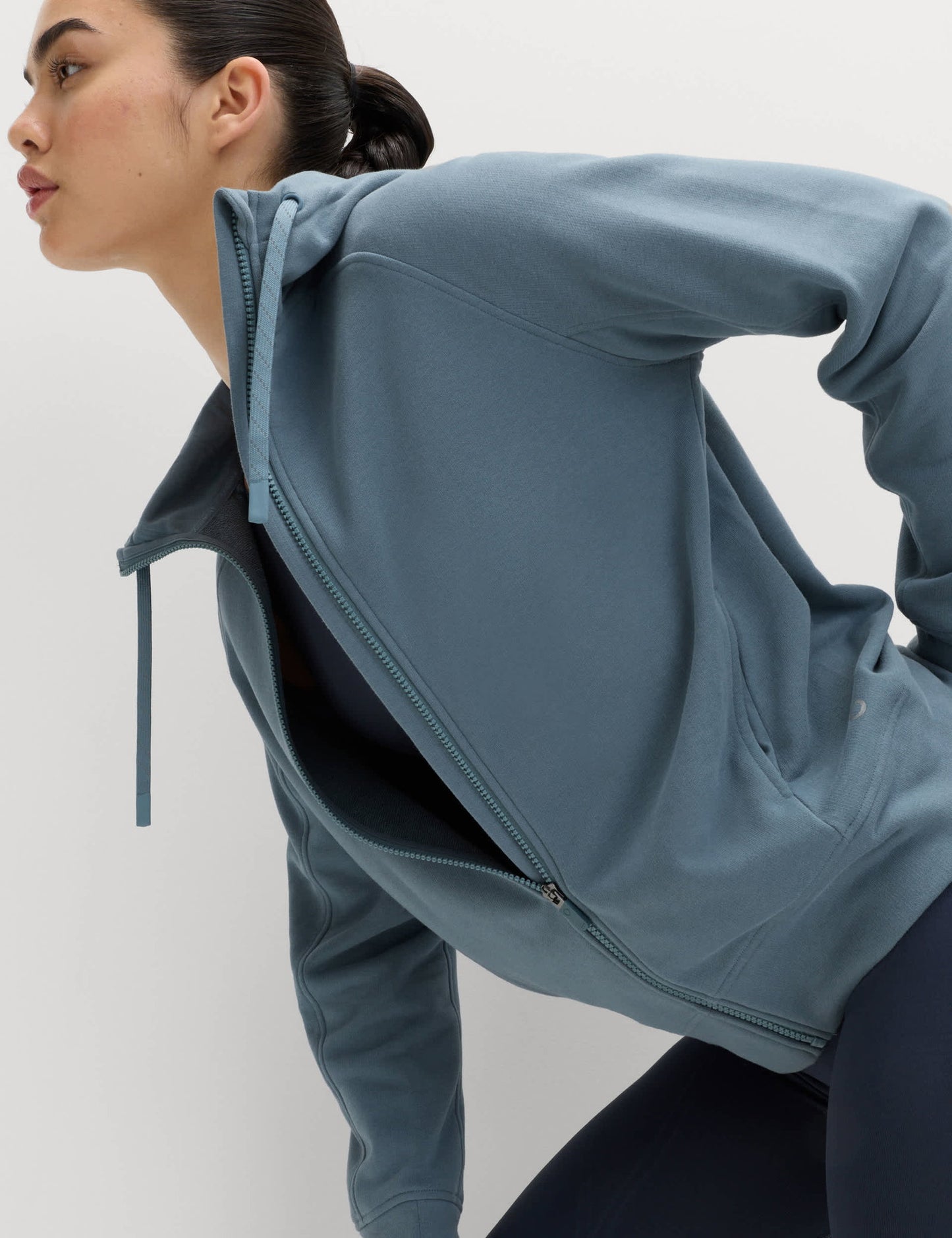 Pamuk Karışımlı Fermuarlı Rahat Kesim Kapüşonlu Sweatshirt