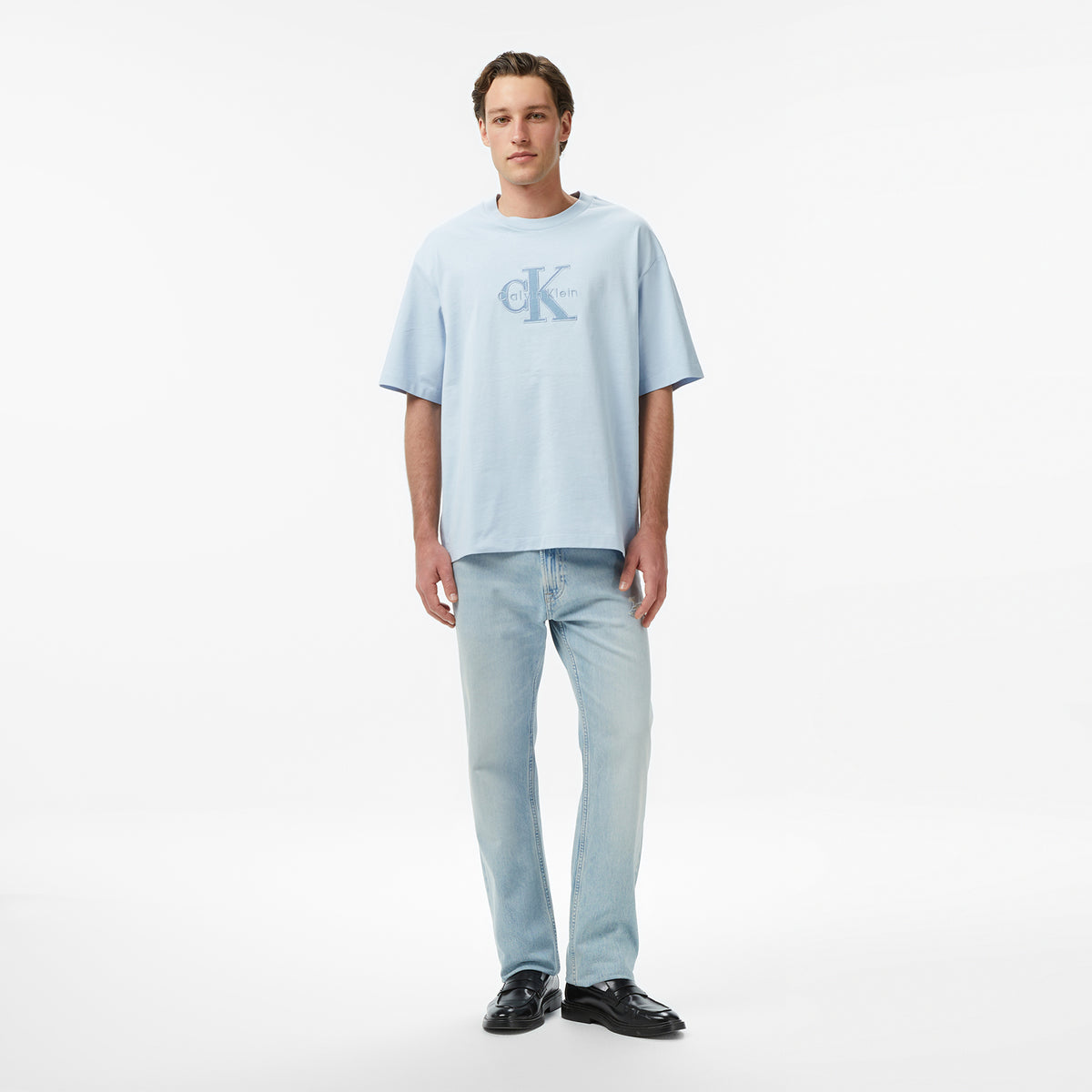 Calvin Klein 16s Elevated Monologo Erkek Mavi T-shirt