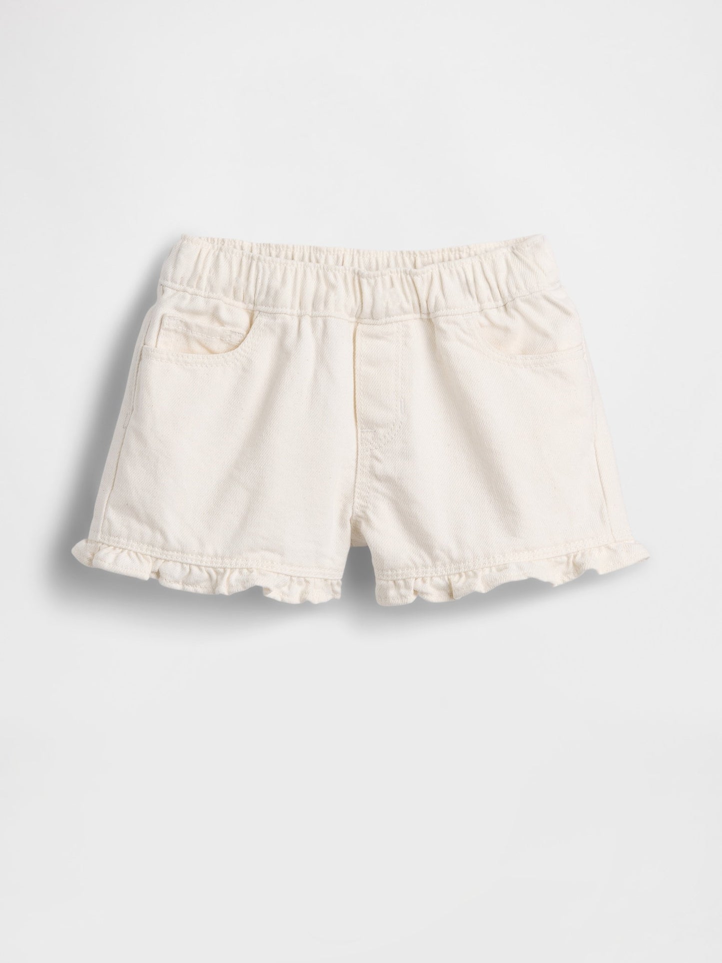 Beyaz Denim Stride Pull-on Fırfır Şort