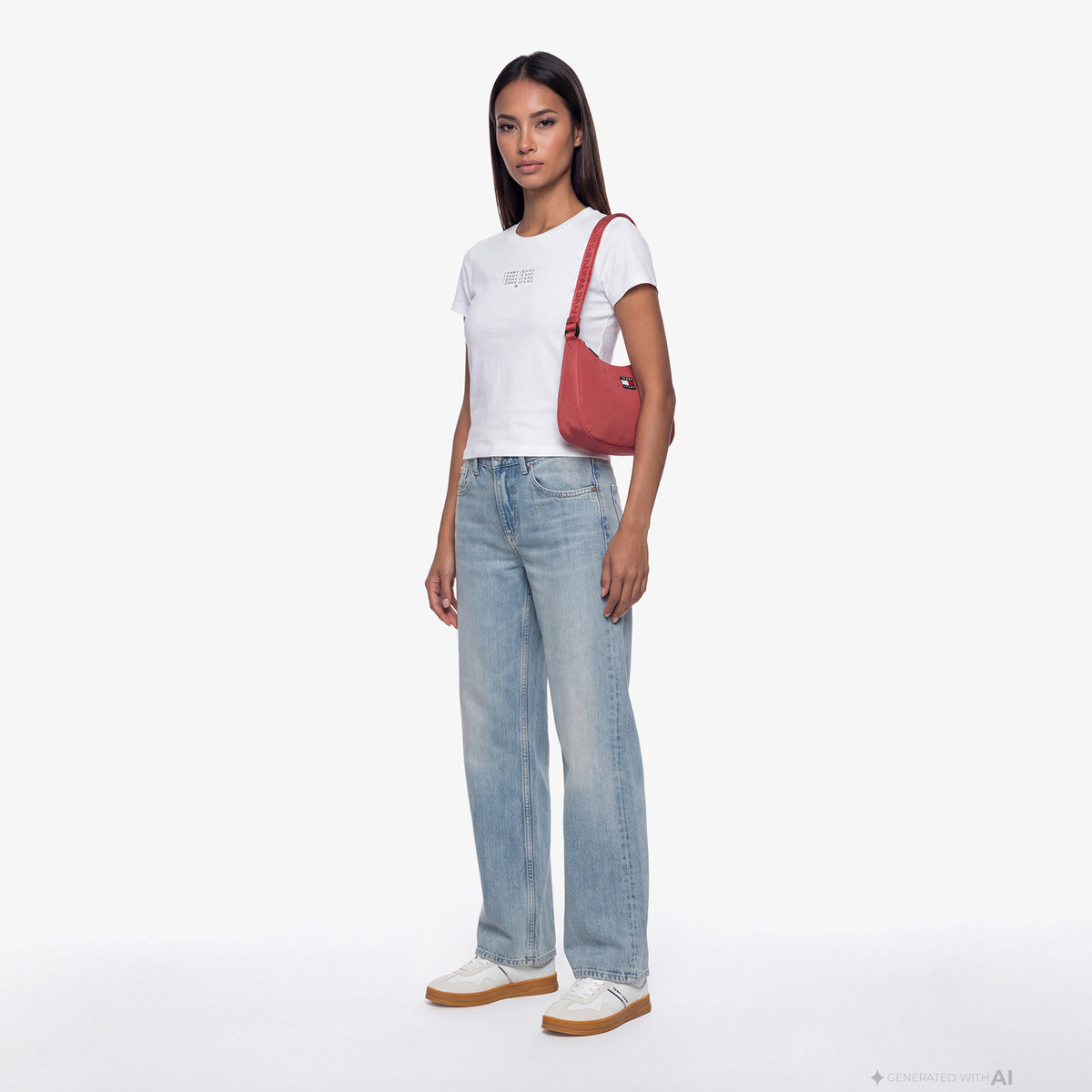 Tommy Hilfiger Linear Kadın Beyaz T-shirt