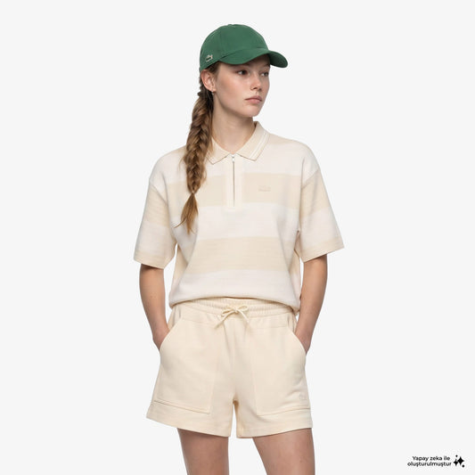House Of Superstep X Lacoste Kapsul Koleksiyon Kadın Bej Polo