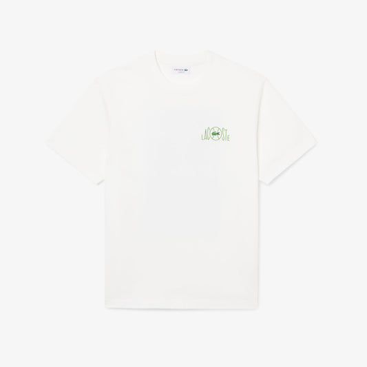 Lacoste Erkek Classic Fit Baskılı Beyaz T-shirt