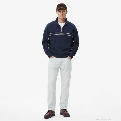 Calvin Klein 90s Straight Bleachout 205 Erkek Mavi Jean