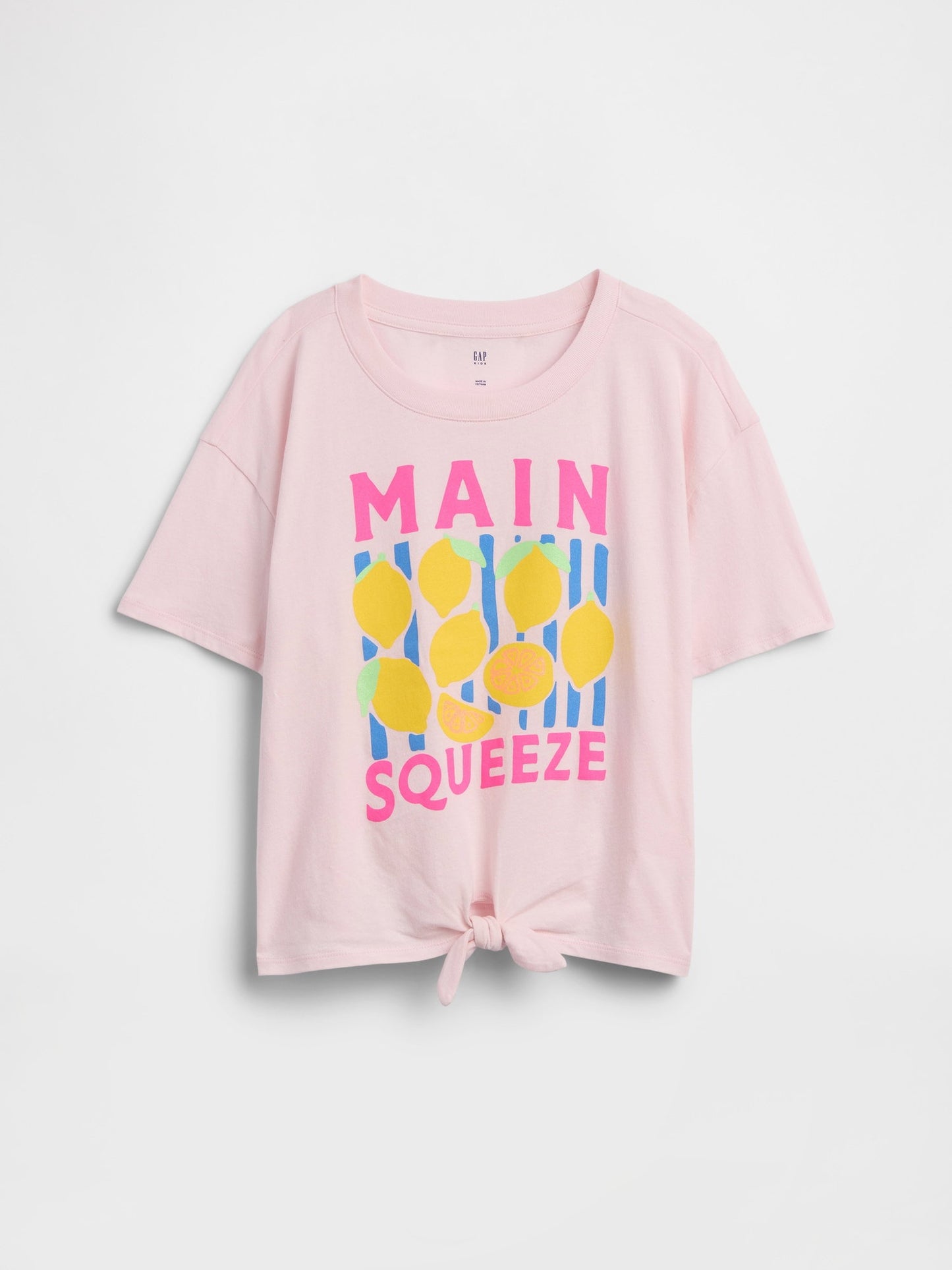 Pembe Oversized Knot-tie Grafik Baskılı T-shirt