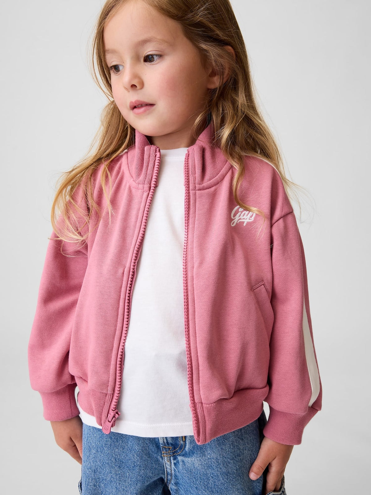 Pembe Vintagesoft Terry Gap Logo Spor Ceket
