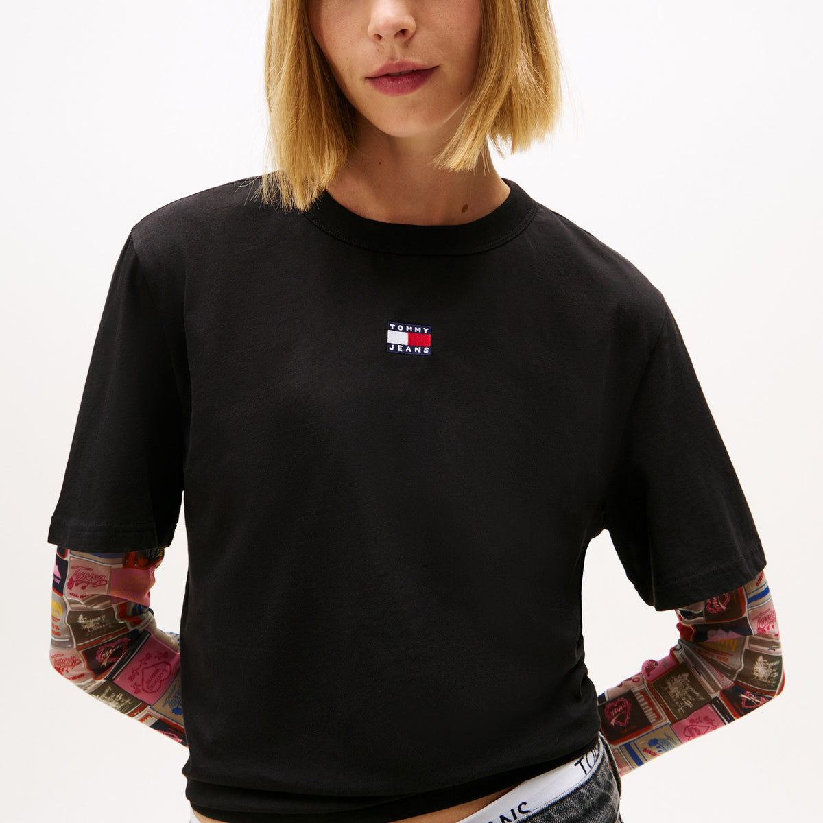 Tommy Hilfiger Badge Kadın Siyah T-shirt