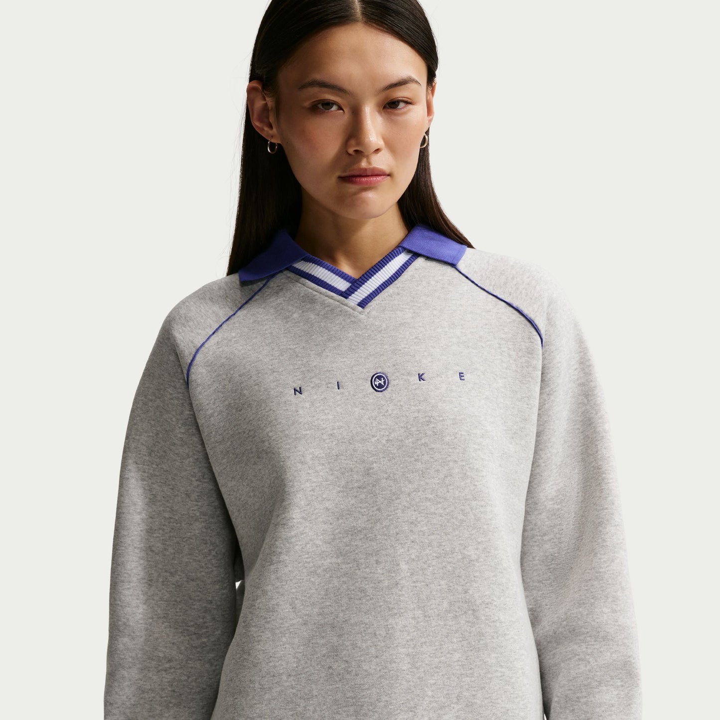 Nike Sportswear Phoenix Fleece Oversized Graphic Polo Kadın Gri Sweatshirt