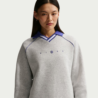 Nike Sportswear Phoenix Fleece Oversized Graphic Polo Kadın Gri Sweatshirt