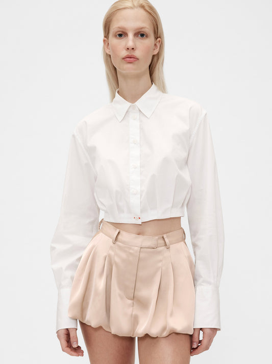 Beyaz Gapstudio Poplin Crop Gömlek