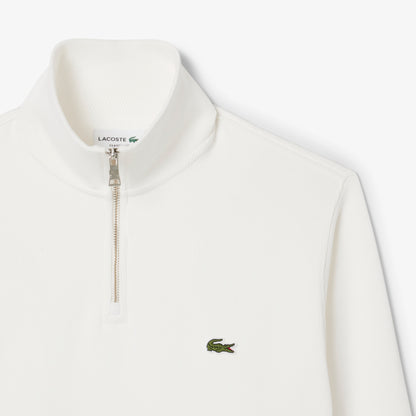 Lacoste Erkek Classic Fit Yarım Fermuarlı Beyaz Sweatshirt