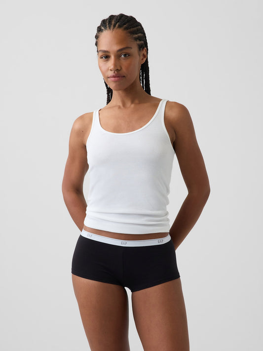Siyah Softmade Organik Stretch Pamuk Logo Short