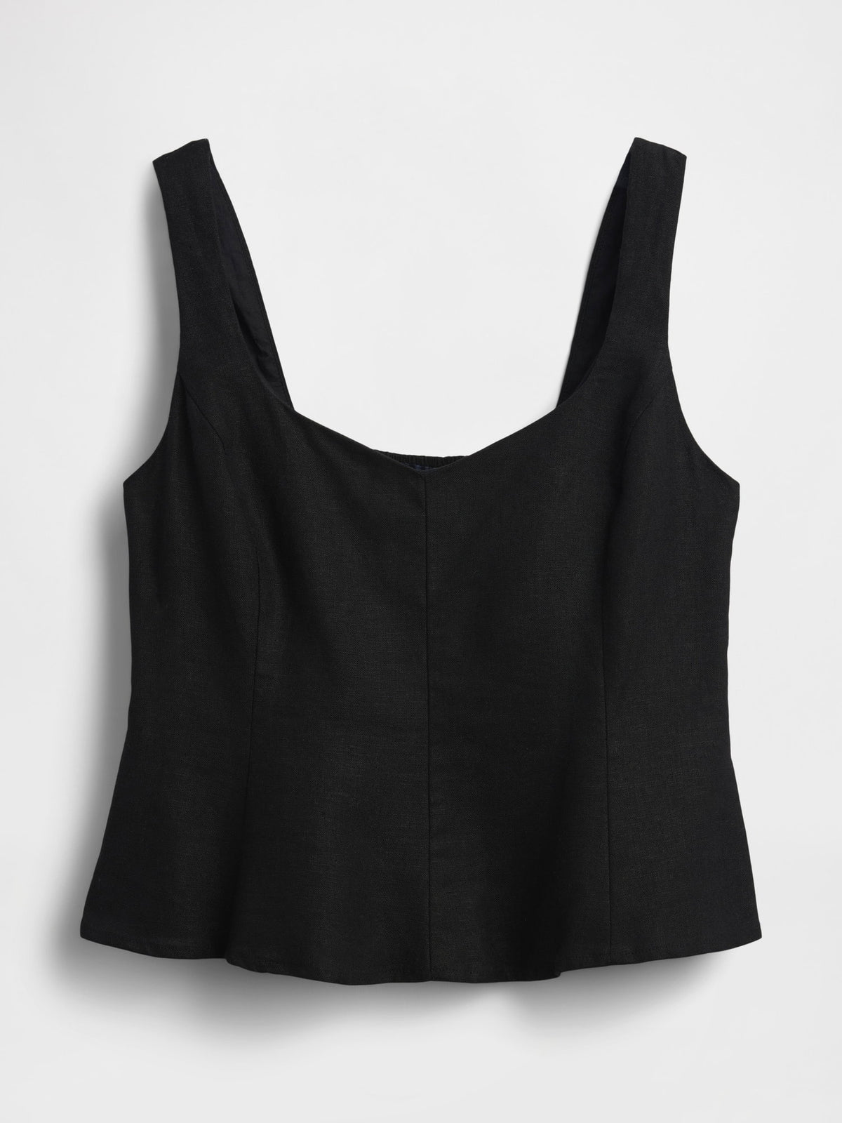 Siyah Keten Karışımlı Peplum Bluz
