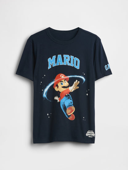 Lacivert Süper Mario Grafik Baskılı T-shirt