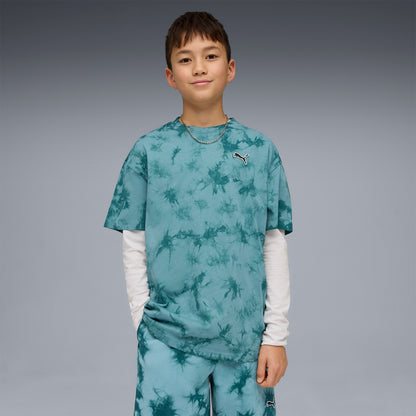 Puma Essentials Relaxed Tie-dye Çocuk Yeşil T-shirt