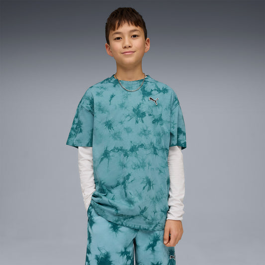 Puma Essentials Relaxed Tie-dye Çocuk Yeşil T-shirt