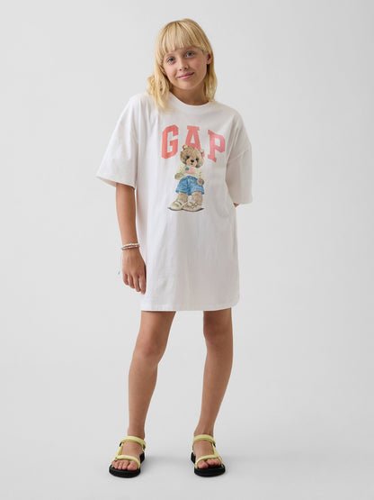 Beyaz Kids Oversized Gap Logo T-shirt Elbise