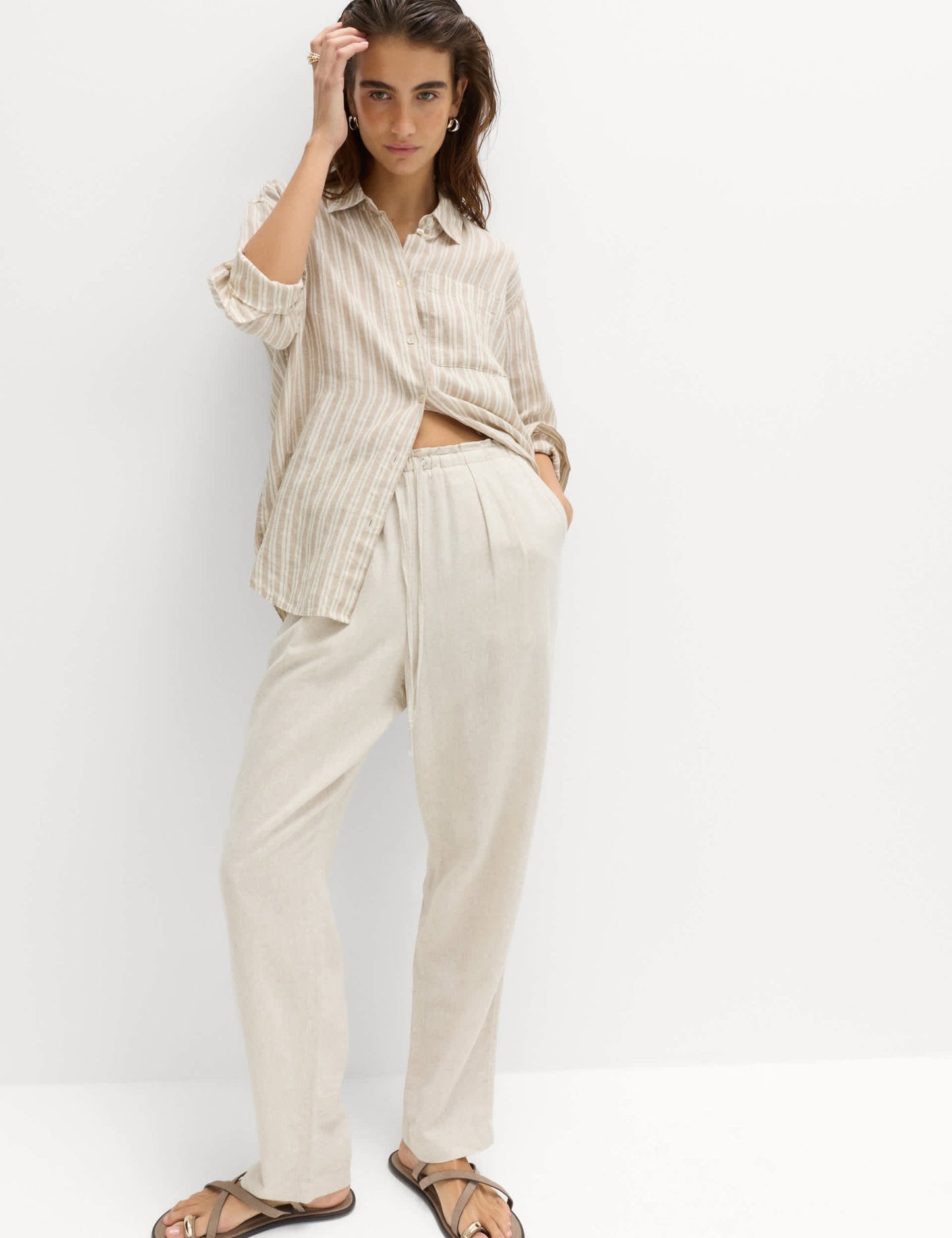 Keten Karışımlı Tapered Pantolon