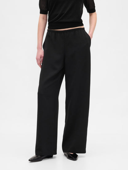 Siyah Easy Wide-leg Pantolon