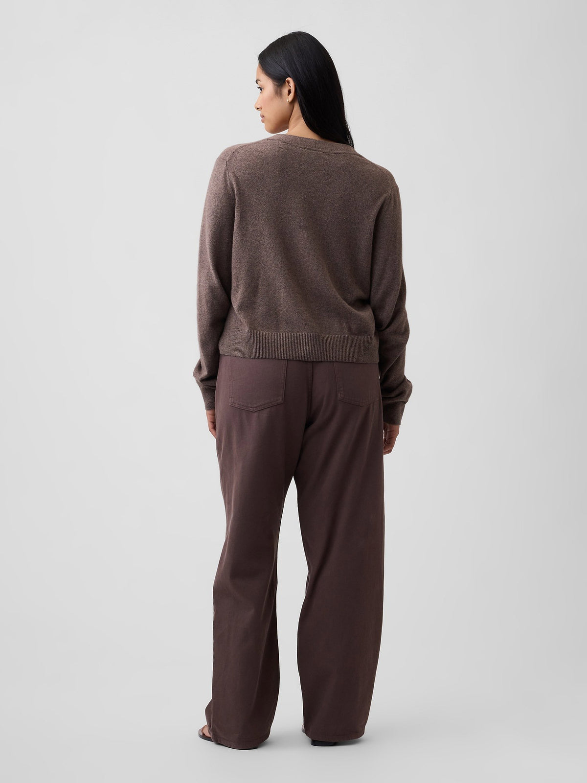 Kahverengi Low Slung Relaxed Straight Jean Pantolon