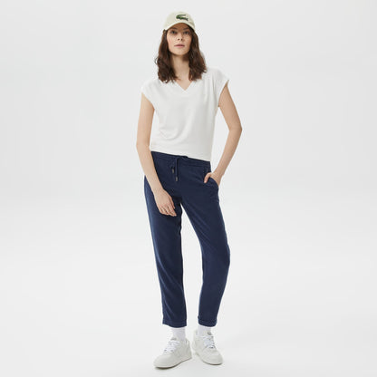 Lacoste Kadın Slim Fit V Yaka Beyaz T-shirt