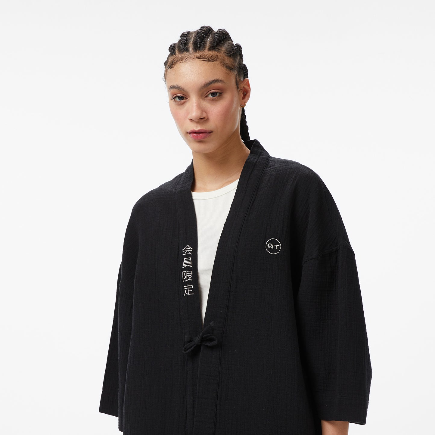 United4 Unisex Siyah Kimono