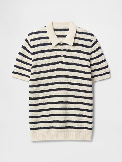 Kırık Beyaz Örgü Polo T-shirt