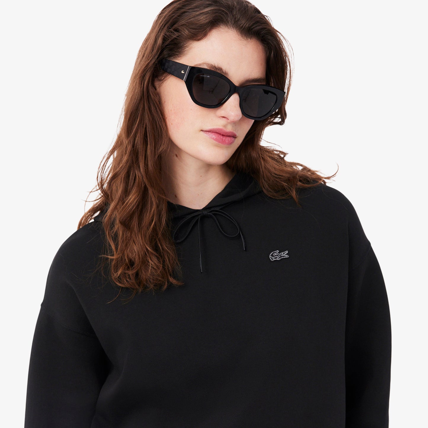 Lacoste Kadın Oversize Fit Kapüşonlu Siyah Sweatshirt