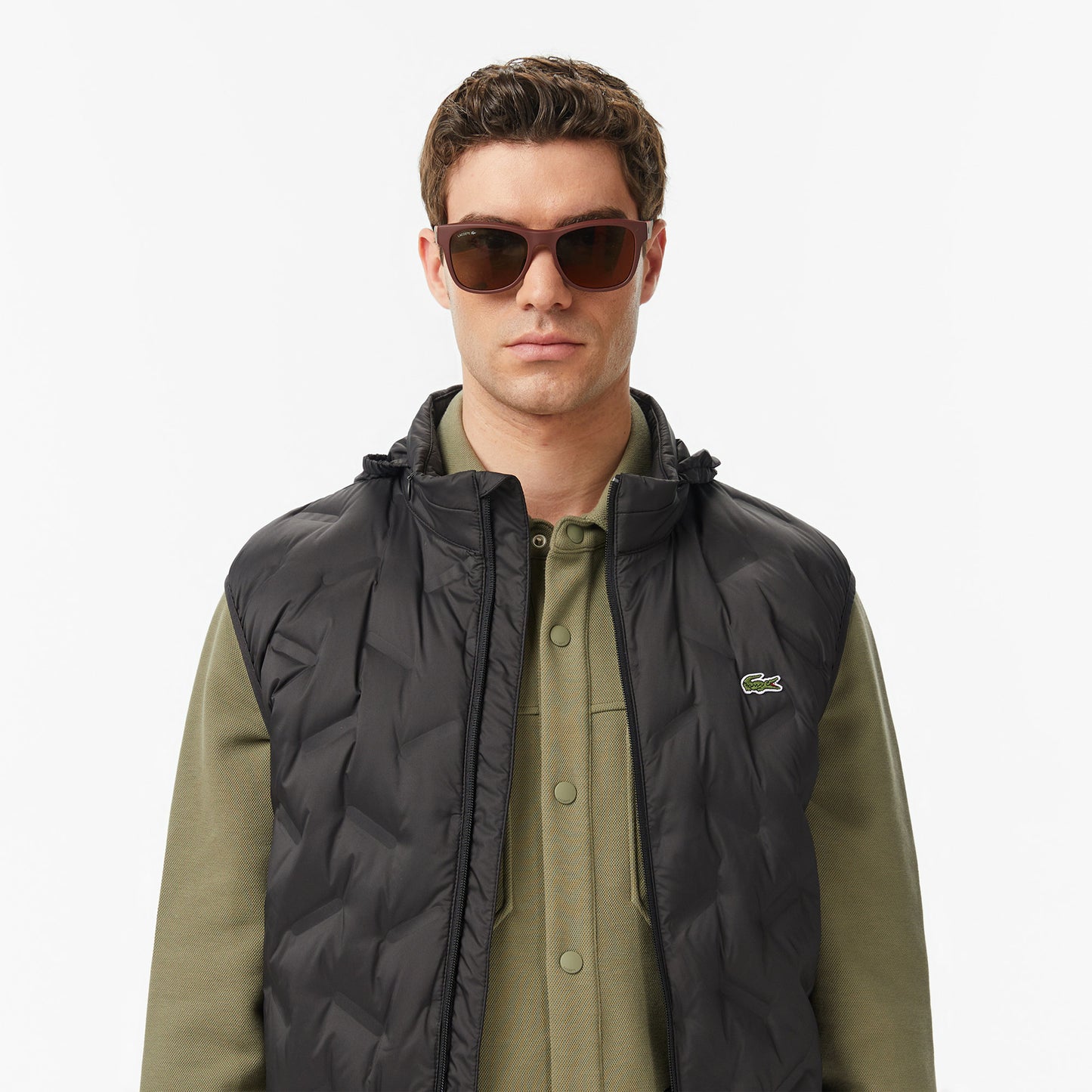 Lacoste Erkek Regular Fit Dik Yaka Kapitone Siyah Yelek
