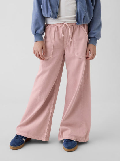 Açık Pembe Çocuklar Düşük Bel Baggy Jean Pantolon