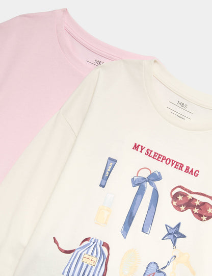 2'li Saf Pamuklu Çocuk Pijama Takımı
