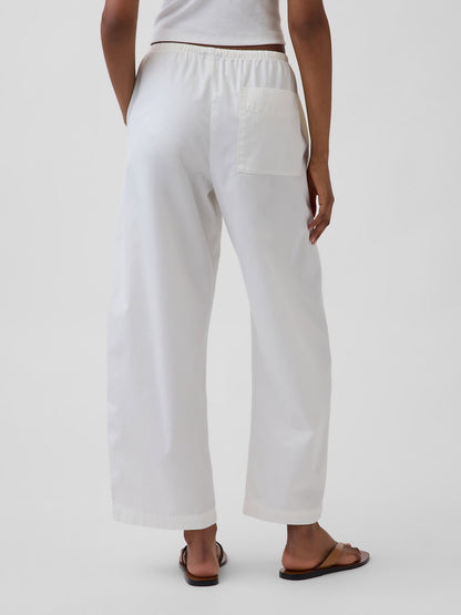 Beyaz Poplin Easy Barrel Pantolon