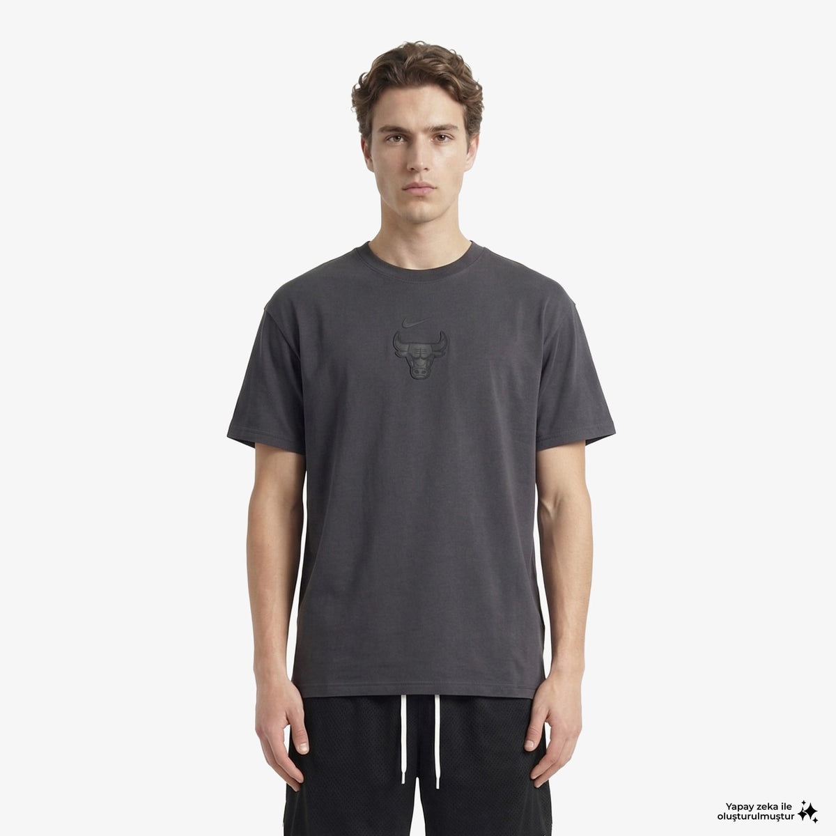 Nike Chicago Bulls Premium Erkek Gri T-shirt