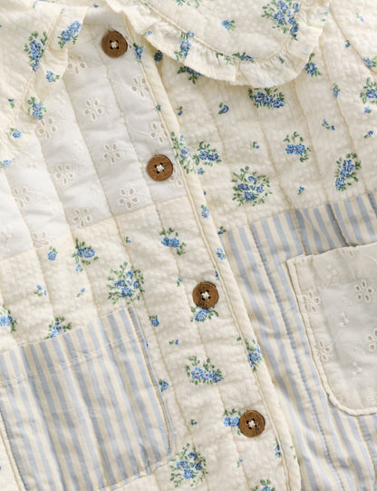 Saf Pamuk Patchwork Kapitone Ceket