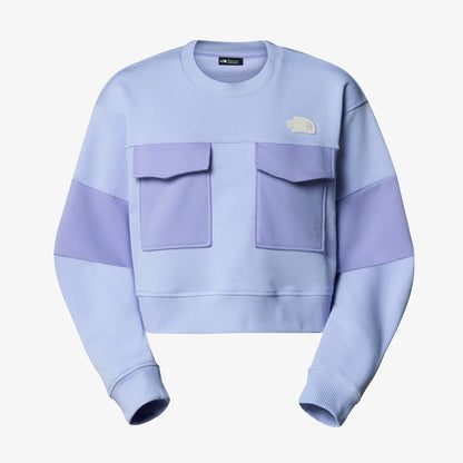 The North Face Terry Oversızed Cropped Crew Kadın Mavi Sweatshirt