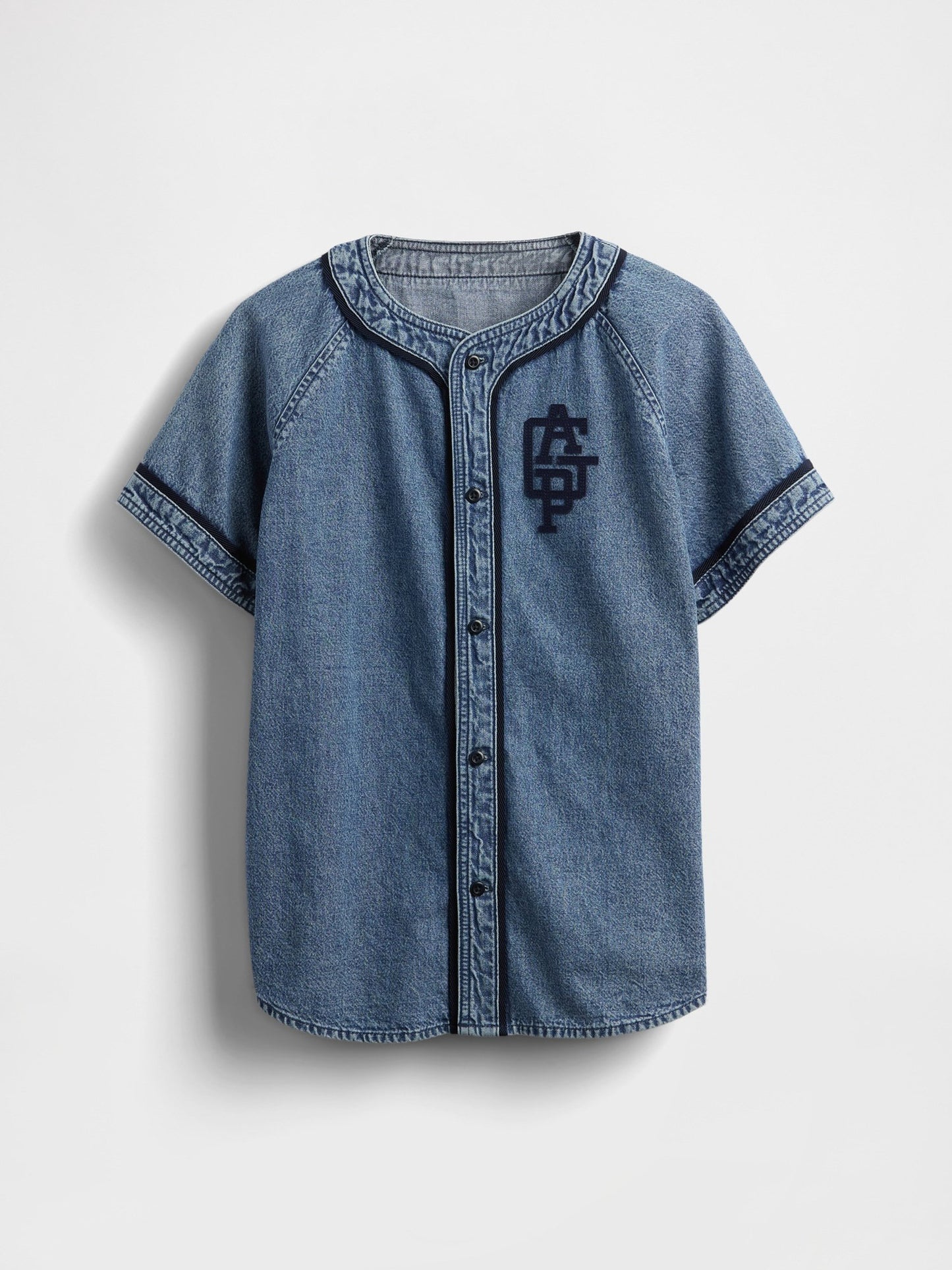 Denim Mavi Denim Gap Logo Beyzbol Jersey Gömlek