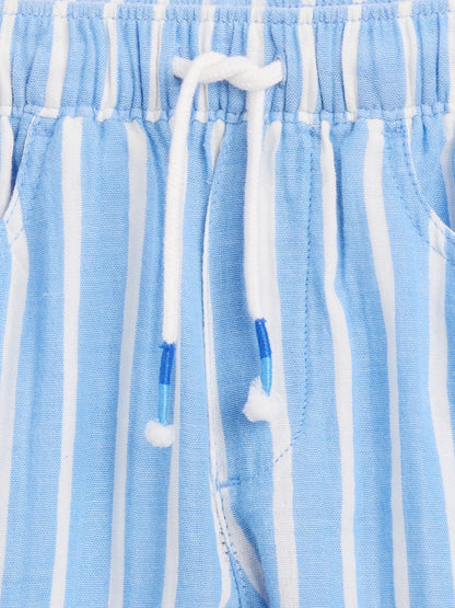 Açık Mavi Pamuk Gauze Pull-on Barrel Pantolon