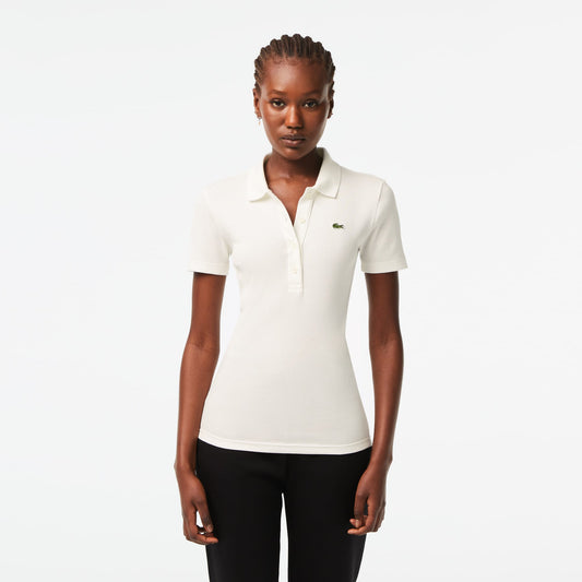 Lacoste L.12.d Kadın Slim Fit Organik Pamuk Beyaz Polo