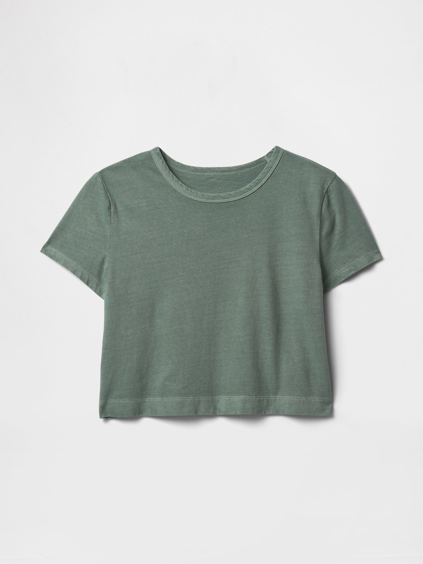 Yeşil %100 Organik Pamuk Vintagesoft Crop T-shirt