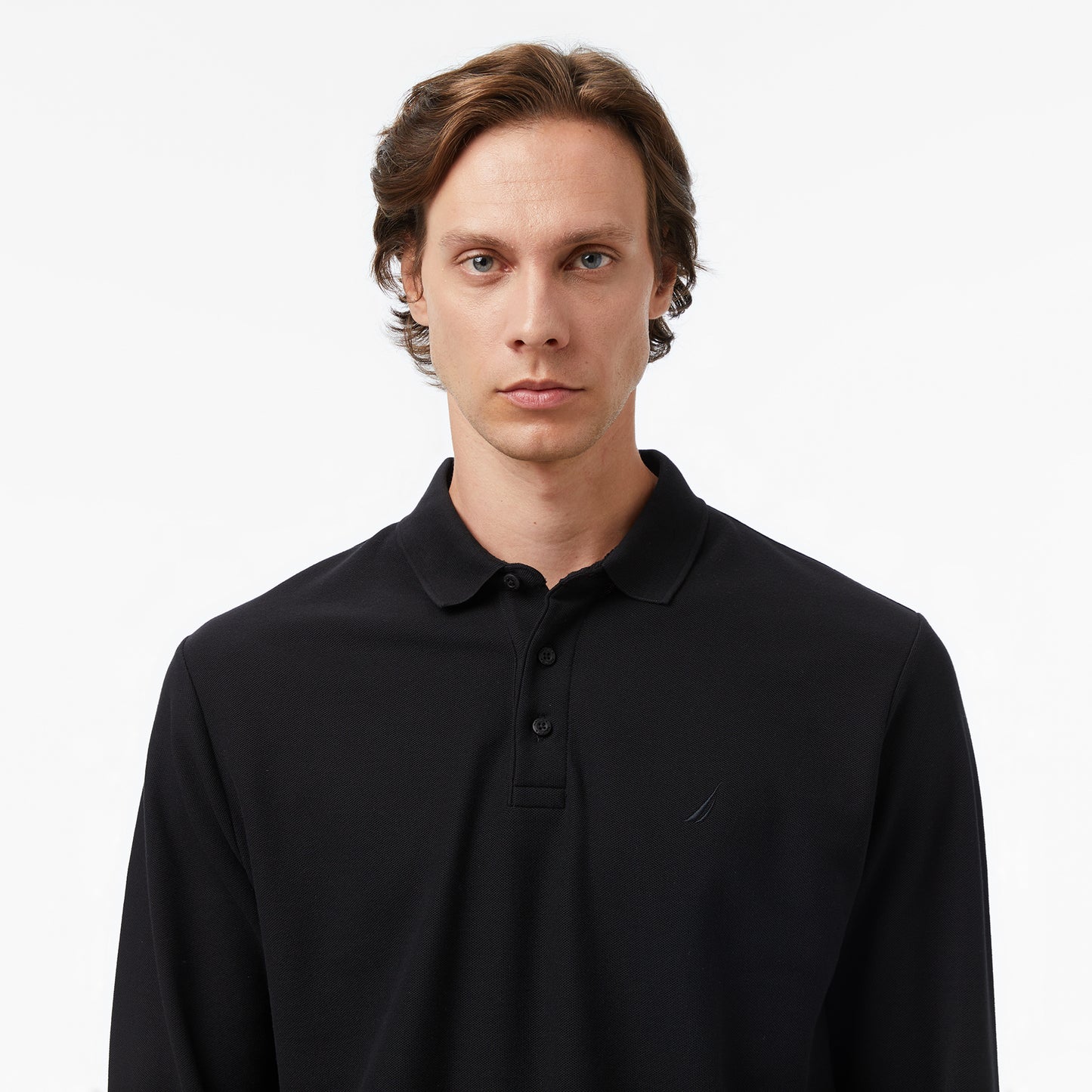 Nautica Classic Fit Erkek Uzun Kollu Polo Yaka Siyah T-shirt